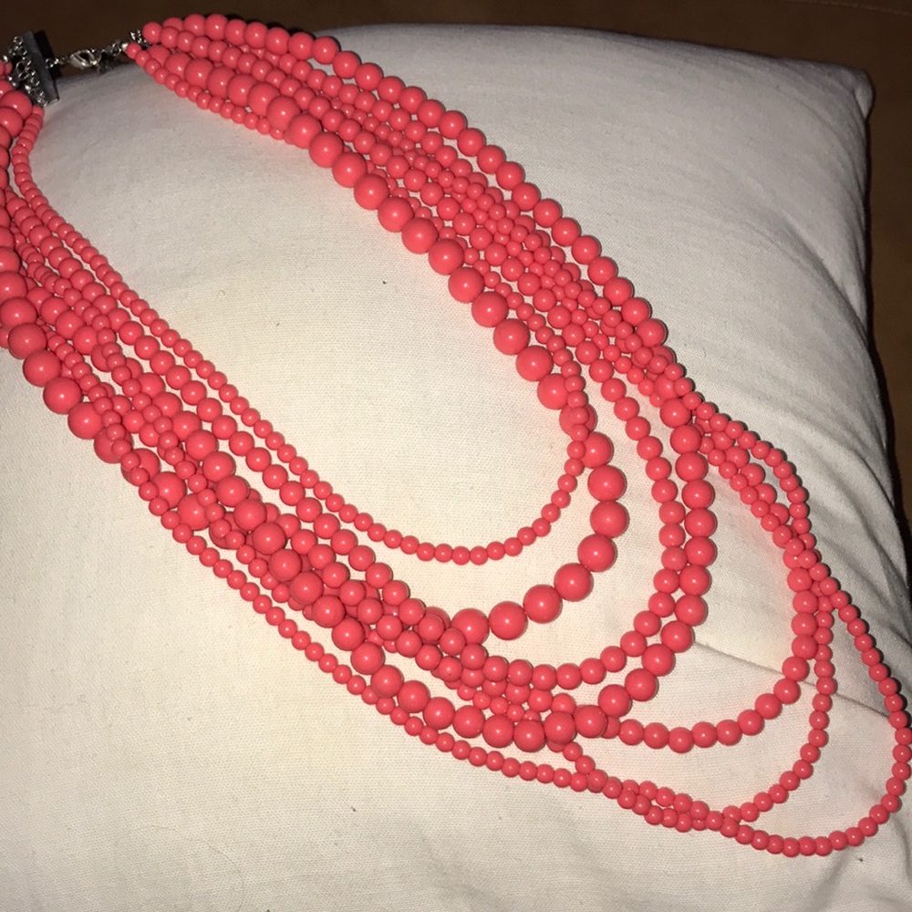 Coral Multi-Strand Beaded Necklace